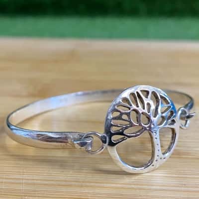 Sterling Silver Tree Bangle (Stamped 925)
