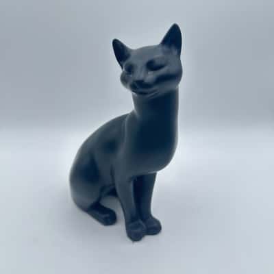 1986 The Franklin Mint Counterpoint by Gail Ferretti Black Porcelain Cat Figurine  