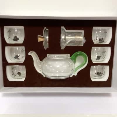 Xinfengxiang Chinese Glass Tea Set – Teapot & 6 Cups Boxed