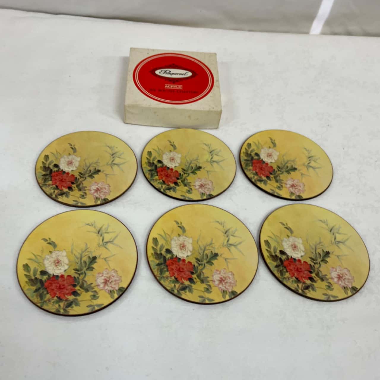 Vintage Pimpernel Acrylic Six Round Coasters