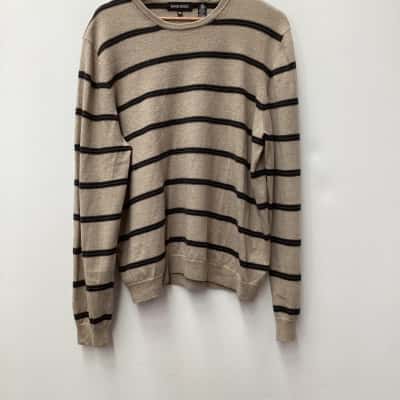 David Jones Mens  Size XXL Jumper Brown / Khaki / Navy Blue 