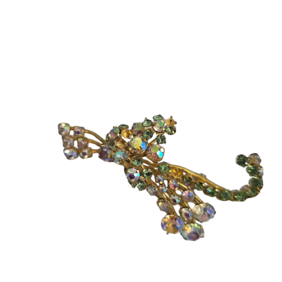 Vintage Rhinestone Gold Plated Brooch
