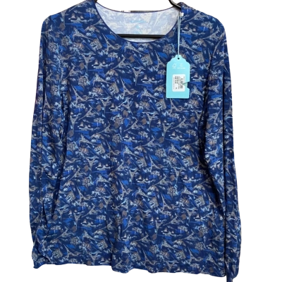Womens Blue Illusion XL Midnight Paris Print - Long Sleeve Crew Neck Top
