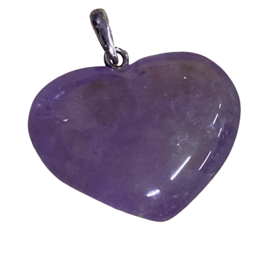  Womens amethyst heart shaped 3x3 Pendant. Stirling fixture. 