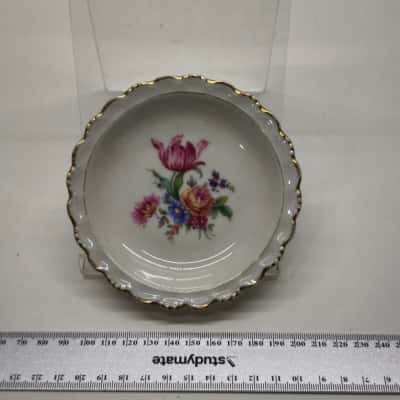 Winterling Marktleuthen Bavaria Germany Vintage Floral Porcelain Pin Dish Gold Rim Coaster