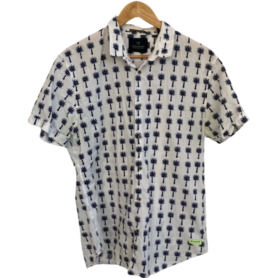 Scotch & Soda Mens  Size XL Business Shirt Navy Blue / Pattern / White 