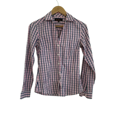 Ben Sherman Womens  Size XXS Button Up Top / Long Sleeve Top Navy Blue / Pink  / White 