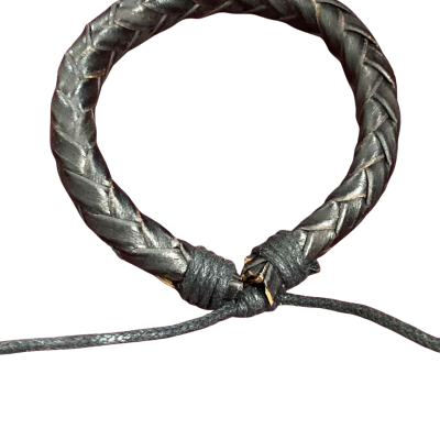  Mens braided leather adjustable wristband 7cm+ diameter 