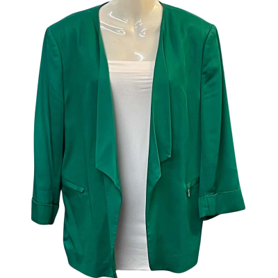 Jacqui-E Womens Size 16 Open/Suit Jacket Green