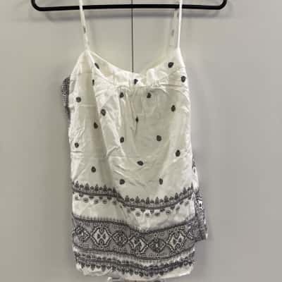 Witchery Womens  Size 10 Shoestring Strap Top Black  / White 