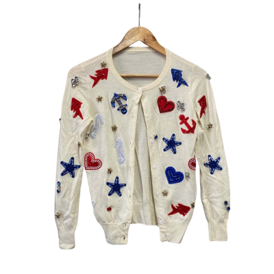 Markus Lupfer Womens  Size S Wool Cardigan Cream 