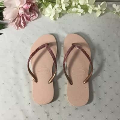 Havaianas Womens Size 37-38 Pink Glitter Thongs