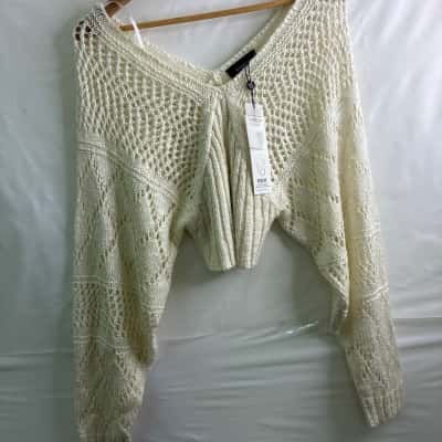 Minkpink Womens Size XS Cropped Cardigan White BNWT