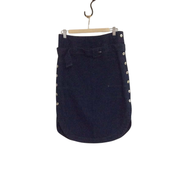 Carven  Women's  Size 38 Denim Skirt Green / Navy Blue / Silver 