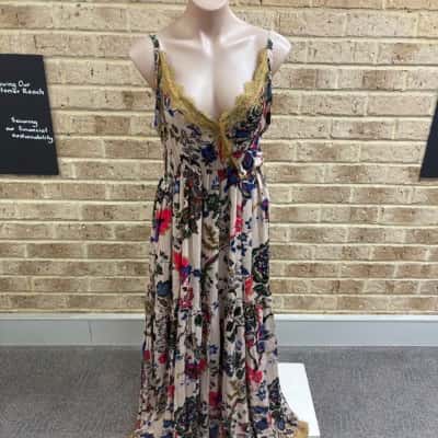 Liz Jordan Womens tiered lace trim maxi dress Size 14 