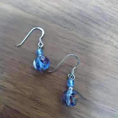 Glass Ball Earrings Stamped '925'