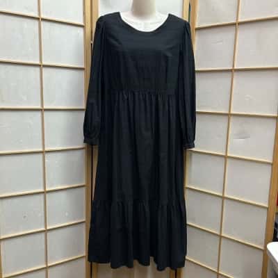 Princess Highway Women's Size 12 Long Sleeve Dress / Midi Dress Black  