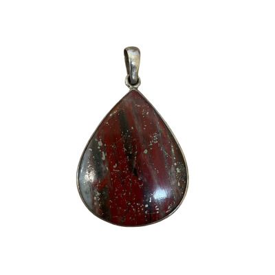  Sterling Silver 925 & Red Jasper Teardrop Pendant 