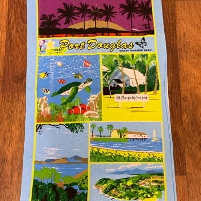 Vintage Port Douglas & Great Barrier Reef Tea Towel 