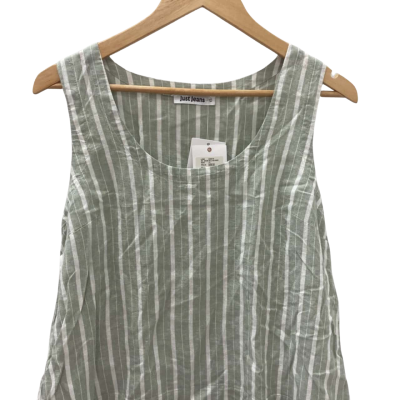 Just Jeans Womens  Size 10 Sleeveless Top Green / Striped / White 