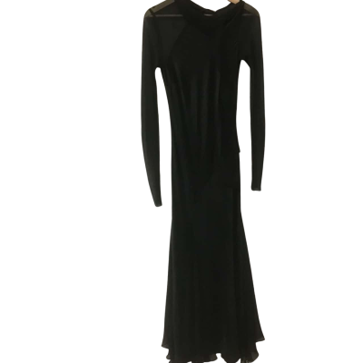 Bec & Bridge Bias Cut Evening Dress With Sheer Panels Size 8 Black Silk