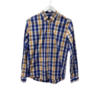 Ben Sherman Mens  Size S Long Sleeve Blue and Orange Check