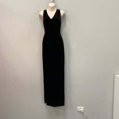 CHANCERY Womens  Black Velvet Slinky High Split Dress Size 8 