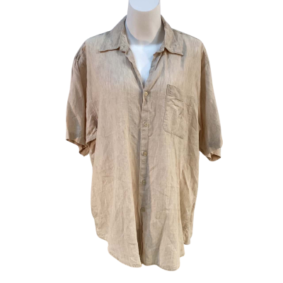 Nautica Mens Size L Linen Short Sleeve T-shirt Brown 