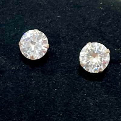 925 Silver Large Diamonte’Stud Earrings