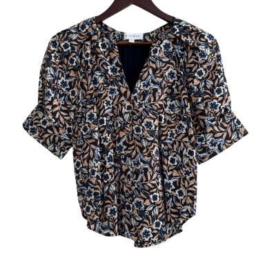 Witchery Womens Pleated Shoulder V-Neck Floral Blouse Size 4 Multicoloured 