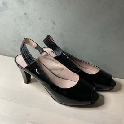 NU By Ned Black Sling Back Heels Size 42