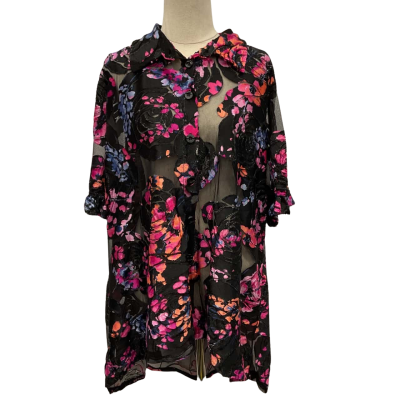 TS Womens Size 14 Transparent patterned Button Up Top