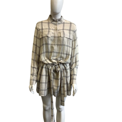 BNWT Reiss Women's Size 12 Dasha Check Dress Grey/White 