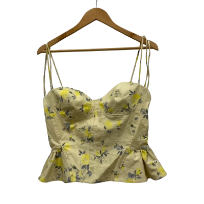 Zara Women's Corset Cotton Top Size M Floral / Yellow BNWT