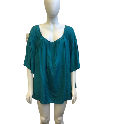 Scanlan Theodore Womens  Size 12 Short Sleeve Silk Top Teal
