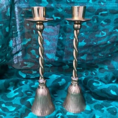 Vintage Brass Barley Twist Candle Sticks