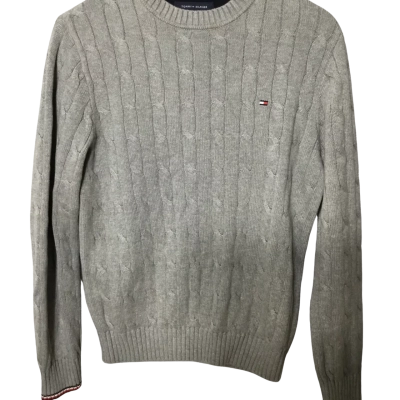 Tommy Hilfiger Mens  Size XS Crew Neck Cable Knit Jumper Grey 