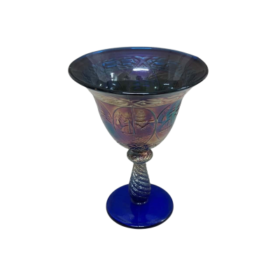 Vintage blue and gold wine glass 