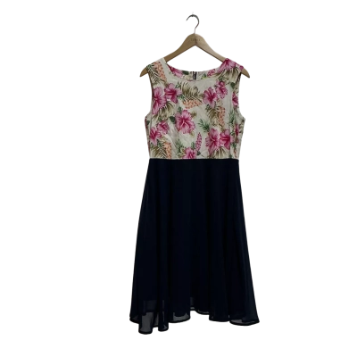Avocado Womens  Size 10 Sleeveless Dress  Floral / Navy Blue 