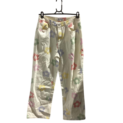 Ghanda Womens  Size 12 Wide Leg Pants Cream / Floral 