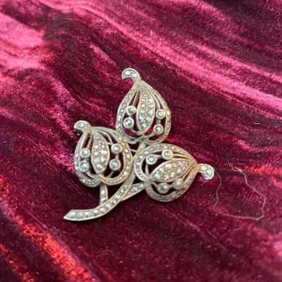 Germany Sterling Vintage Marcasite Brooch 