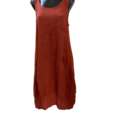 YV Womens  Size 12 Sleeveless Dress Rusty Brown Linen