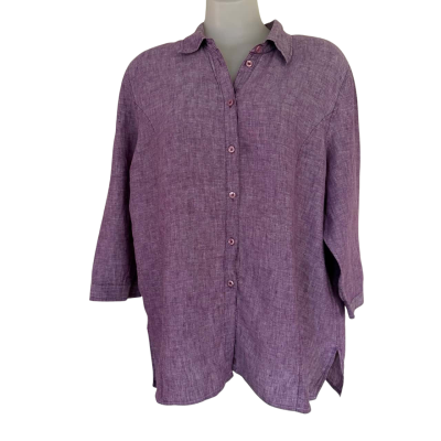 Maggie T.  Purple Linen Shirt.    Size 18 