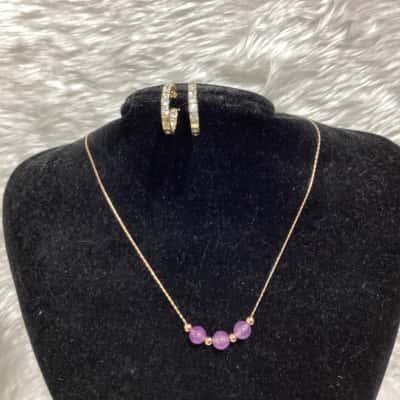  Womens Earrings / Necklace Gold / Other / Purple 