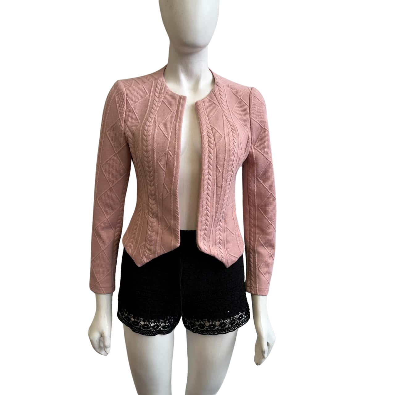 Valleygirl Women's Size 10 Cropped Open Blazer Pink (s)