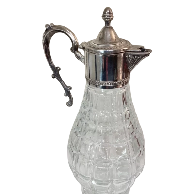 Vintage Silver-Plated & Cut-Glass Claret Jug / Wine Decanter