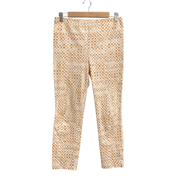 The Ark Womens  Size S Ankle Length Pants Brown /Orange/White Checked