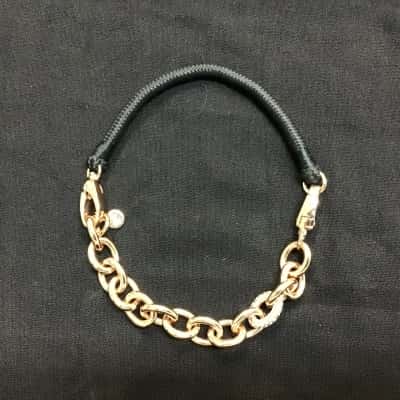 Mimco Womens Bracelets / Chain Choker Necklace with Black Woven Cord