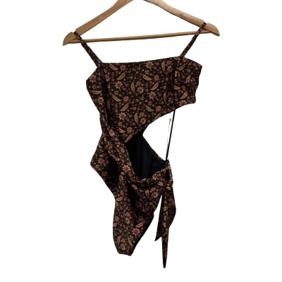 Zimmermann Womens Size 12 Asymmetrical Onepiece Swimwear Black / Brown 