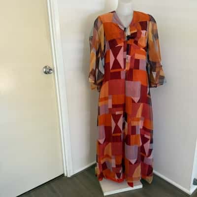  Vintage Hilltower of Melbourne,Late Sixties,Early Seventies Maxi Dress  Size 14  Orange Tones.
